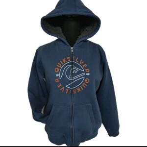 Vintage Quiksilver Zip Up Hoodie Sherpa Lined Men’s Medium Blue Y2K(!